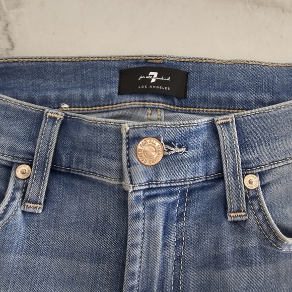 7 For All Mankind The Ankle Skinny High Rise Blue Jeans 27 Preowned - Picture 7 of 9